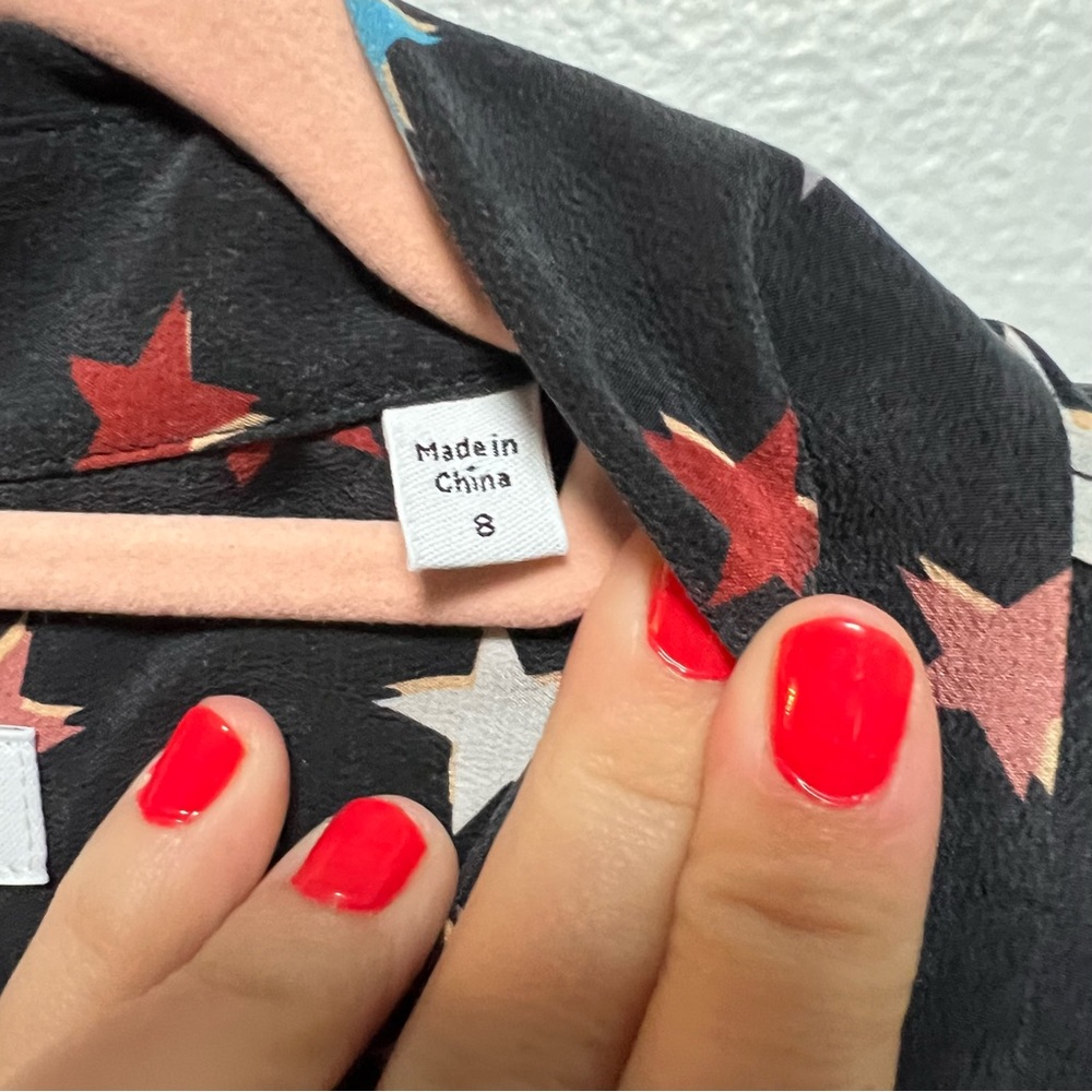 Equipment Claudette Pleated Printed Silk Star Navy Dr… Gem